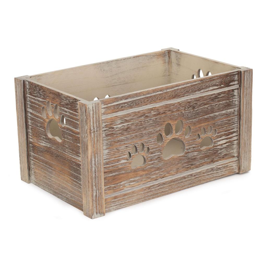 Wooden Dog Toy Box with Paw Cut-outs | Paws & Nest